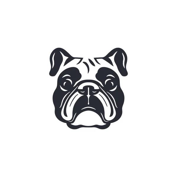 斗牛犬头标识的轮廓矢量的斗牛犬脸 动物特征图标 吉祥物贴纸符号 在白色背景下隔离 — 图库矢量图片
