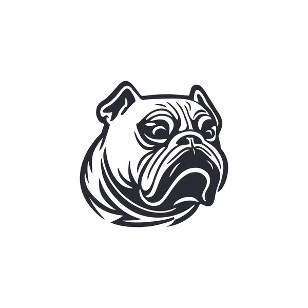 Bulldog Testa Logo Silhouette Vettore Bull Cane Faccia Clipart Icona — Vettoriale Stock