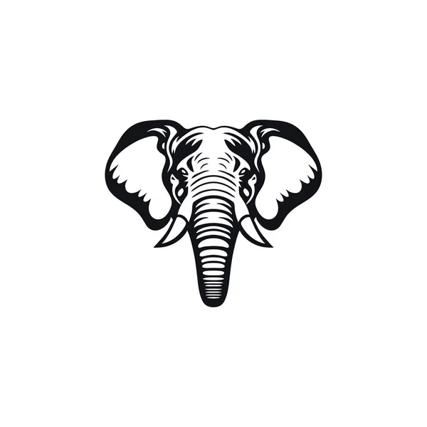 Elephant Head Silhouette Logo Vector Animal Face Illustrator Clipart Wildlife — Stock Vector