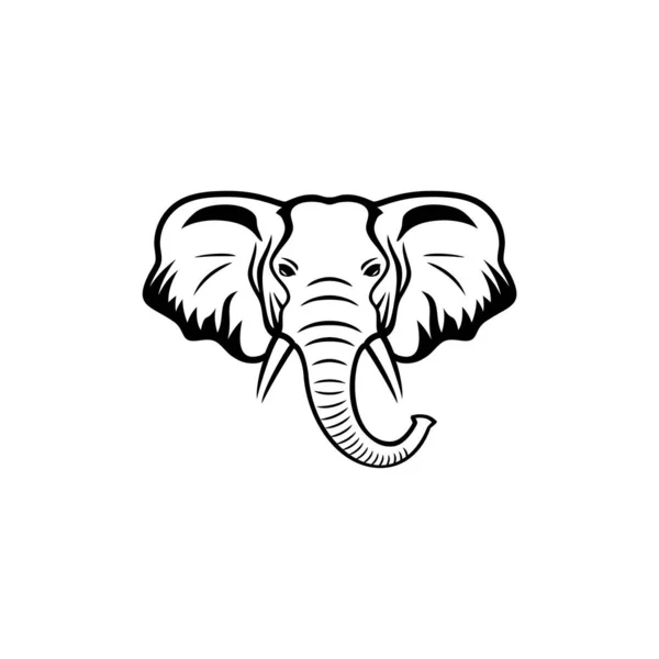 Elefantenkopf Silhouette Logo Vektor Des Tiergesichts Illustrator Cliparts Tiersafari Symbol — Stockvektor