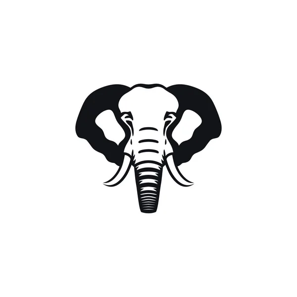 大象脸标识矢量的动物头像剪贴画艺术 野生动物狩猎图标动物园吉祥物符号 在白色背景下隔离 — 图库矢量图片
