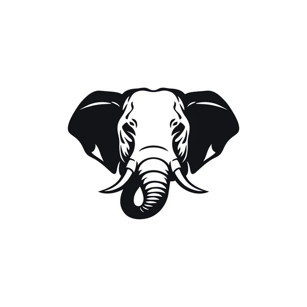 Elefantengesicht Logo Vektor Des Tierkopfsilhouette Illustrator Clip Art Tiersafari Symbol — Stockvektor