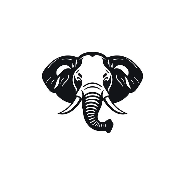 Elefantengesicht Logo Vektor Des Tierkopfsilhouette Illustrator Clip Art Tiersafari Symbol — Stockvektor