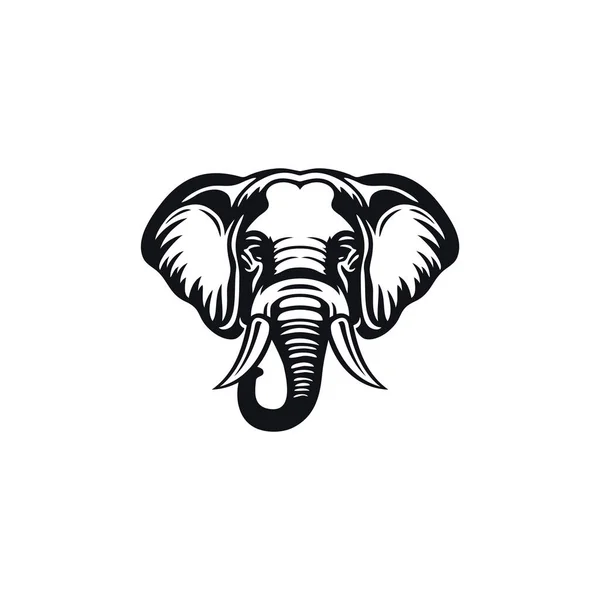 Cara Elefante Logo Vetor Animal Cabeça Silhueta Ilustrador Clip Arte — Vetor de Stock