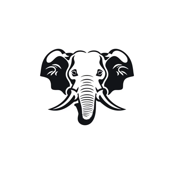 Sylwetka Głowy Słonia Wektor Logo Zwierzęcia Twarz Ilustrator Clipart Ikona — Wektor stockowy