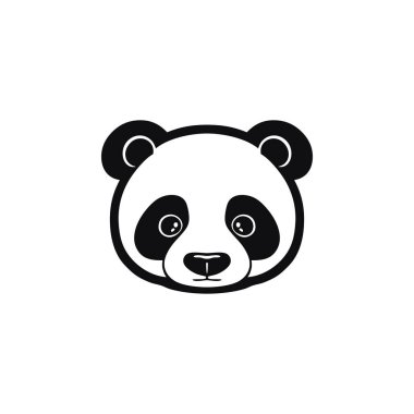 Hayvan kafası siluet vektörünün şirin Panda logosu, Panda Ayı Surat klipsli sanat, maskot esportu sembolü, çizgi film ikonu, beyaz arka planda izole edilmiş..