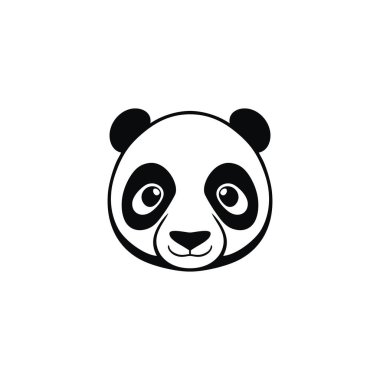 Hayvan kafası siluet vektörünün şirin Panda logosu, Panda Ayı Surat klipsli sanat, maskot esportu sembolü, çizgi film ikonu, beyaz arka planda izole edilmiş..