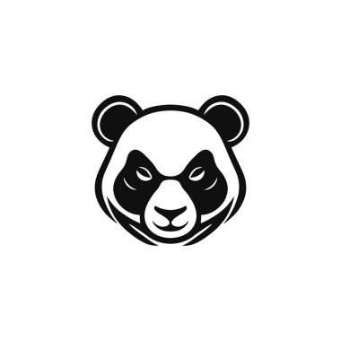 Hayvan yüzlü vektörlerin panda logosu, Panda Bear Head siluet klipleri, maskot esports simgesi, çizgi film sembolü, beyaz arka planda izole edilmiş..