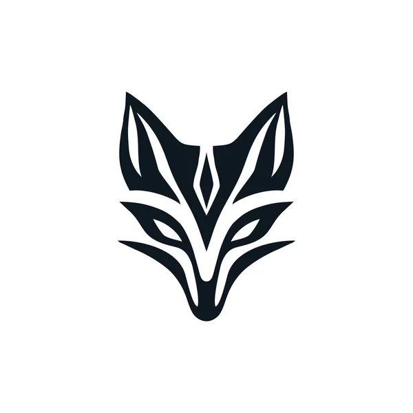 Logotipo Kitsune Vetor Clipart Face Raposa Máscara Japão Silhueta Mitologia — Vetor de Stock