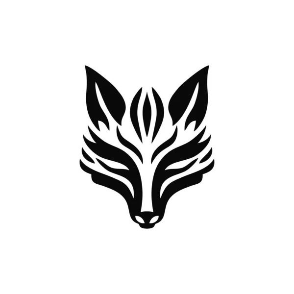 Kitsune Logo Zorro Cara Clipart Vector Japón Máscara Animal Cabeza — Archivo Imágenes Vectoriales