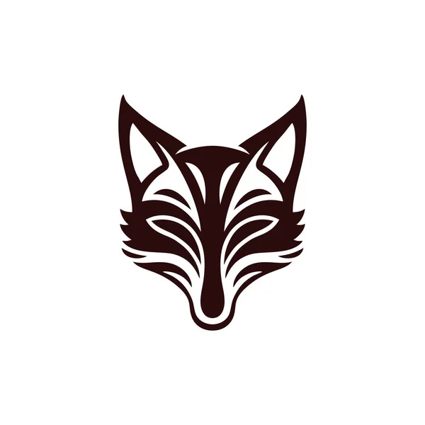 狐の顔は狐のロゴベクトル 動物の頭の神話のシルエットの日本のマスク オオカミのシンボル マスコットのアイコンの一部 白い背景に隔離され — ストックベクタ