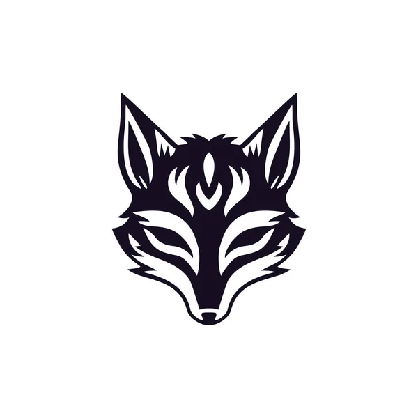 Fox Face Clipart Kitsune Logo Wektor Japońska Maska Mitologii Głowy — Wektor stockowy