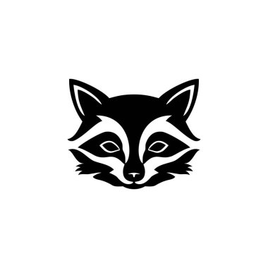 Rakun suratlı hayvan kafası logosu sanat vektörü, maskot sembolü siluetinin rakun simgesi çizer. beyaz arkaplanda izole.