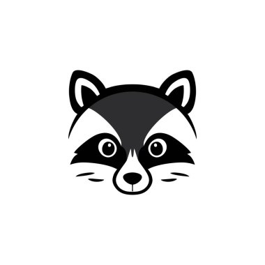 Hayvan kafası tırnak vektörünün rakun suratlı logosu, maskot sembolü siluetinin rakun simgesi çizer. beyaz arkaplanda izole.