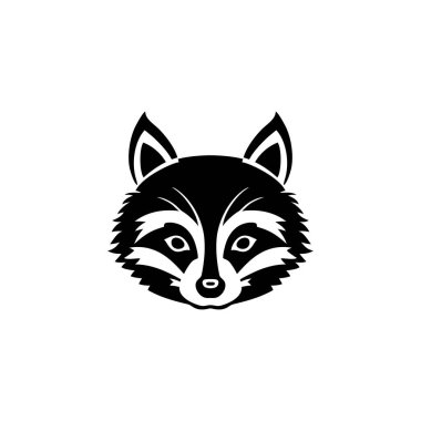 Hayvan kafası tırnak vektörünün rakun suratlı logosu, maskot sembolü siluetinin rakun simgesi çizer. beyaz arkaplanda izole.
