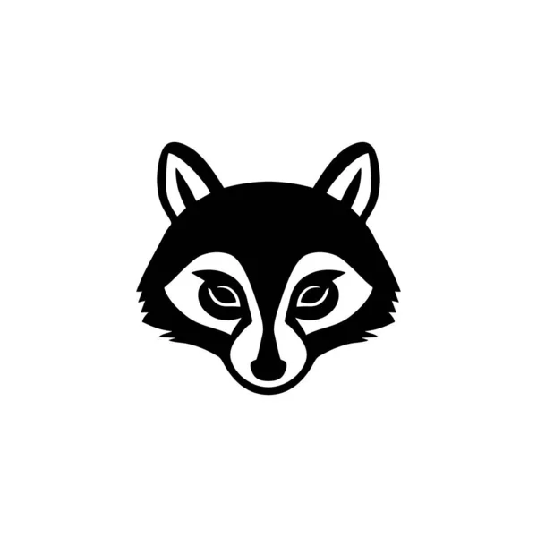 浣熊脸谱动物头颅向量 浣熊图标吉祥物符号轮廓插画 在白色背景下隔离 — 图库矢量图片