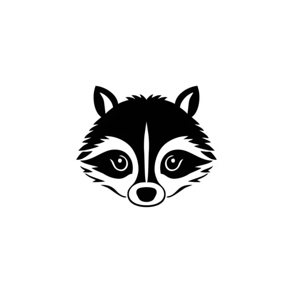 浣熊脸谱动物头颅向量 浣熊图标吉祥物符号轮廓插画 在白色背景下隔离 — 图库矢量图片