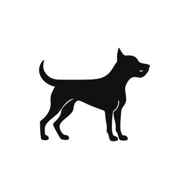 Köpek siluetinin hayvan ayakkabısı logosu veteriner klibi vektörü, veteriner ikonu, petpaw mağaza sembolü. beyaz arkaplanda izole.