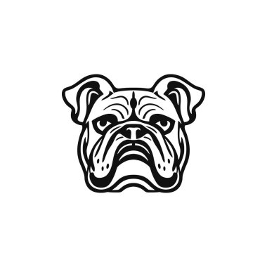 BullDog baş siluet logosu hayvan nalı klipsi vektörü veteriner ikonu, petpaw mağaza sembolü. beyaz arkaplanda izole.