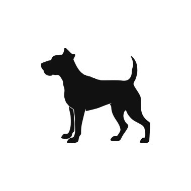 Köpek siluetinin hayvan ayakkabısı logosu veteriner klibi vektörü, veteriner ikonu, petpaw mağaza sembolü. beyaz arkaplanda izole.