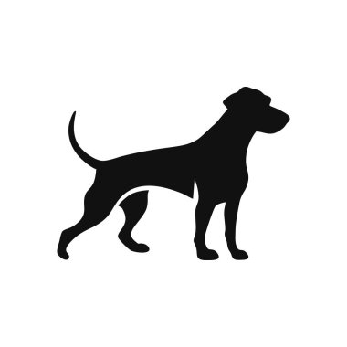 Köpek siluetinin hayvan ayakkabısı logosu veteriner klibi vektörü, veteriner ikonu, petpaw mağaza sembolü. beyaz arkaplanda izole.