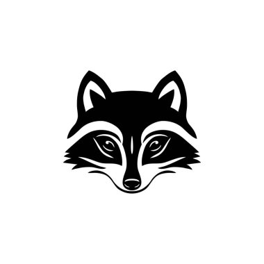 Rakun suratlı rakun kafası logosu, siluet klipsi sanat vektörü, maskot sembolü ikonu. beyaz arkaplanda izole.
