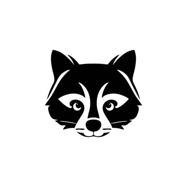 Rakun suratlı rakun kafası logosu, siluet klipsi sanat vektörü, maskot sembolü ikonu. beyaz arkaplanda izole.
