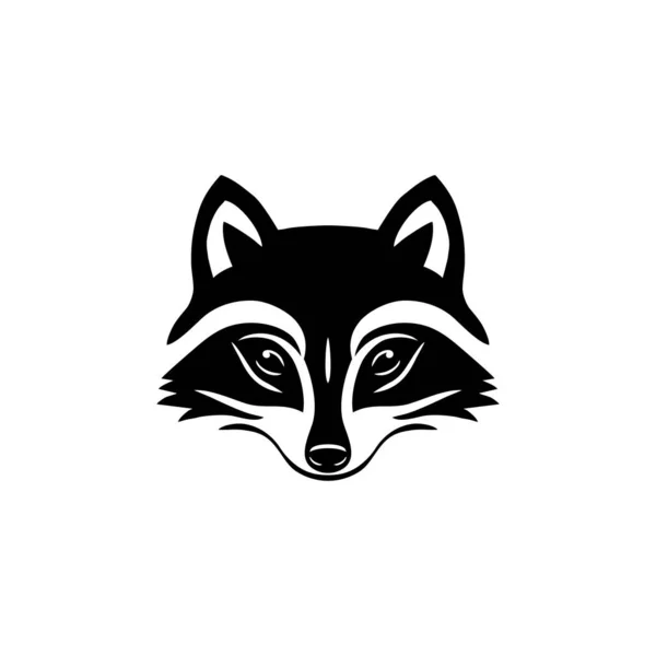 ラクーン顔ラクーンヘッドシルエットクリップアートベクトルのロゴ マスコットシンボルイラストレーターの動物アイコン 白い背景に隔離され — ストックベクタ