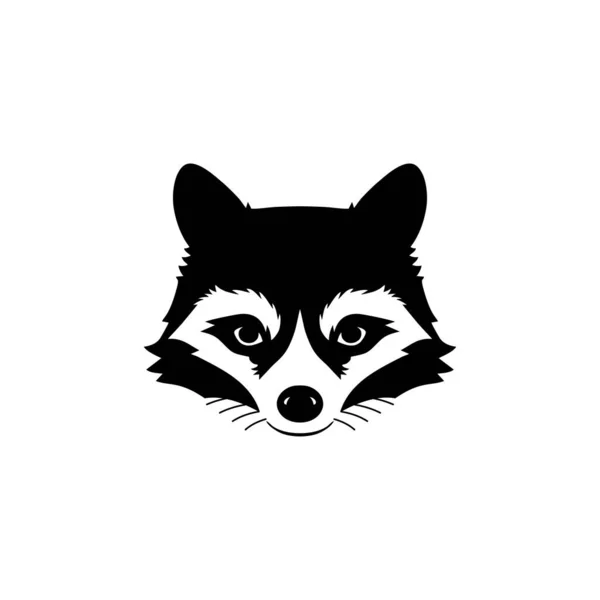 Tvättbjörn Ansikte Logotyp Tvättbjörn Huvud Silhuett Klipp Konst Vektor Djur — Stock vektor
