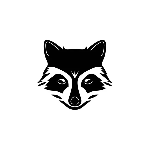 ラクーン顔ラクーンヘッドシルエットクリップアートベクトルのロゴ マスコットシンボルイラストレーターの動物アイコン 白い背景に隔離され — ストックベクタ