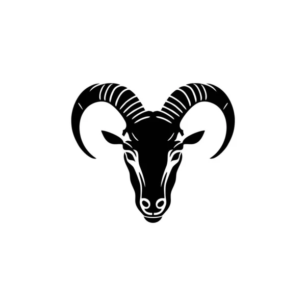 動物の頭のシルエットのヤギのロゴは 白い背景に隔離されたベクトル 黒子羊のマスコットのシンボル 羊の漫画のアイコンイラストレーター — ストックベクタ