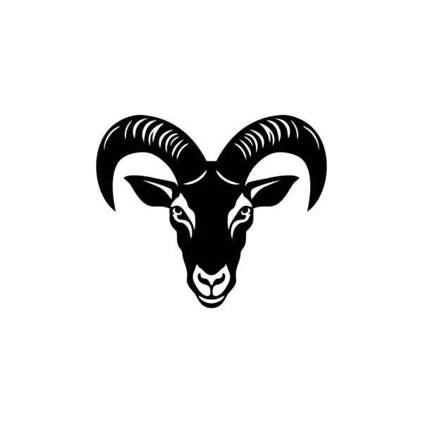 ヤギの顔動物の頭のシルエットのクリップベクトルのロゴ 黒子羊のマスコットアイコン 羊の漫画のシンボルイラストレーター 白い背景に隔離された — ストックベクタ