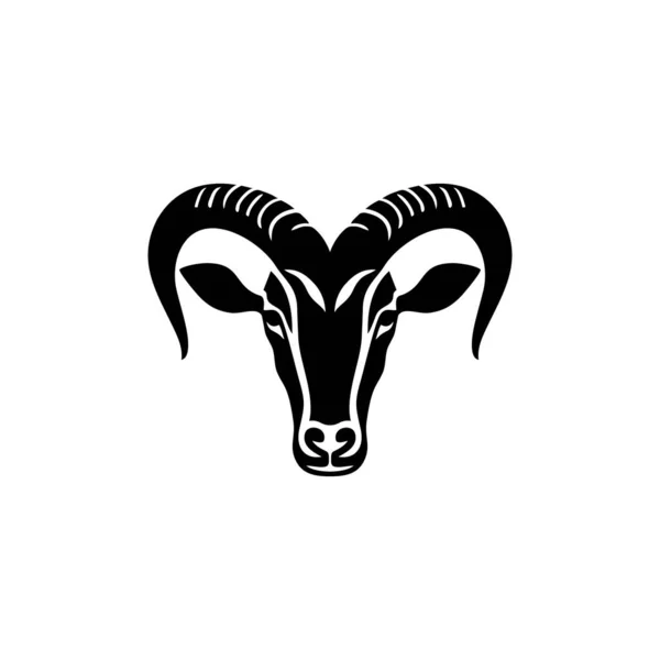動物の頭のシルエットのヤギのロゴは 白い背景に隔離されたベクトル 黒子羊のマスコットのシンボル 羊の漫画のアイコンイラストレーター — ストックベクタ