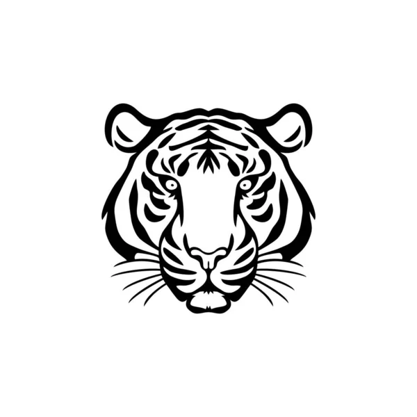 Tigre Visage Logo Tête Animale Silhouette Clipart Vecteur Icône Mascotte — Image vectorielle