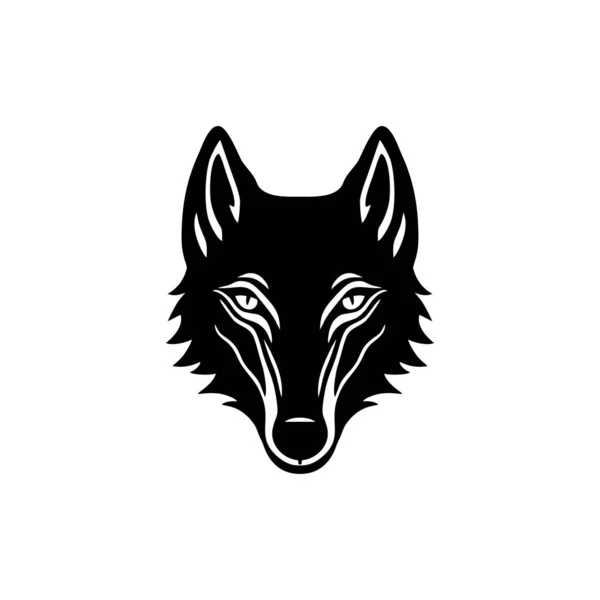 動物の頭のシルエットアイコンのオオカミの顔のロゴ 白い背景に隔離されたコヨーテクリップアートハンター野生動物の捕食者のシンボル — ストックベクタ
