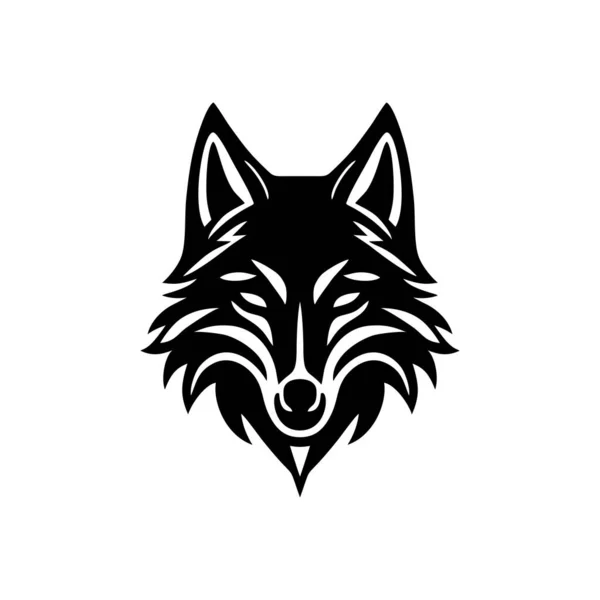 Wolf Face Logo Animal Head Silhouette Icon Coyote Clip Art — Stock Vector