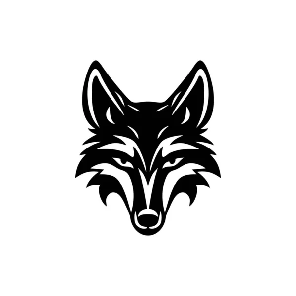 Logo Wajah Serigala Dari Ikon Siluet Kepala Hewan Coyote Klip - Stok Vektor