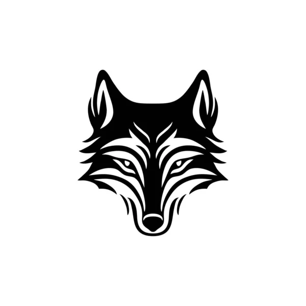Logo Tête Loup Silhouette Icône Visage Animal Coyote Clipart Chasseur — Image vectorielle