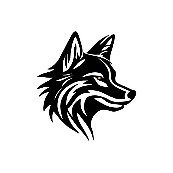 狼的头部轮廓标识动物的脸图标 狼的山崖猎食者野生动物的象征 因白色背景而隔离 — 图库矢量图片