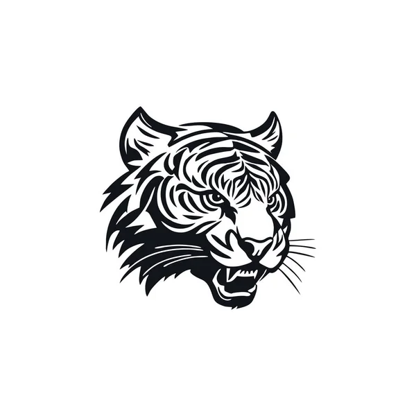 Tigre Faccia Logo Wildcat Testa Silhouette Clipart Vettore Animale Predatore — Vettoriale Stock