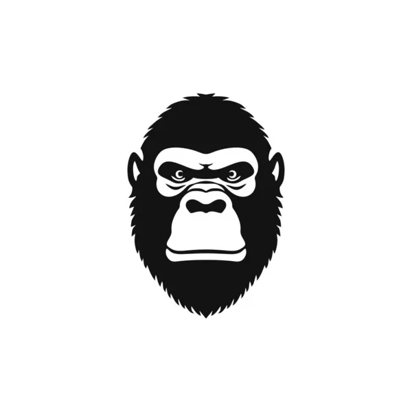 ゴリラの頭のロゴ猿の顔のマスコットクリップベクトル ゴリラのシルエットアイコン 野生動物の霊長類猿のシンボル 白地に隔離された — ストックベクタ