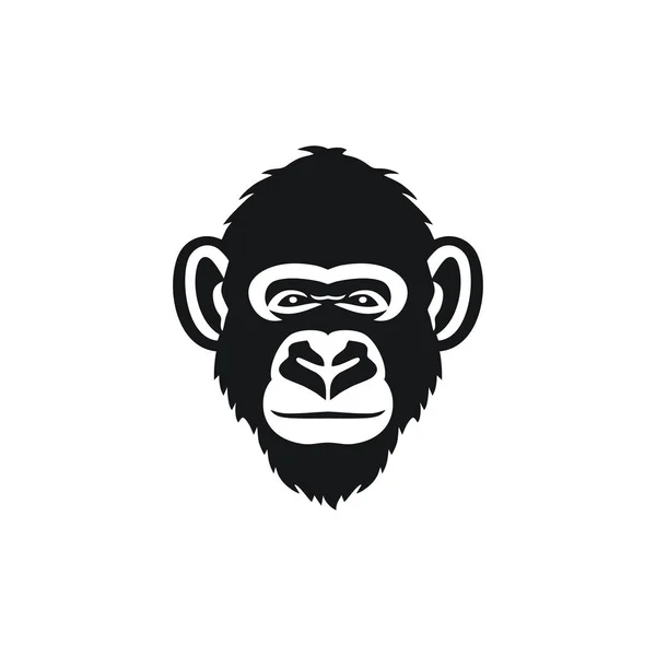 Aphuvud Siluett Clipart Vektor Djur Gorilla Schimpans Ikon Gorillor Symbol — Stock vektor