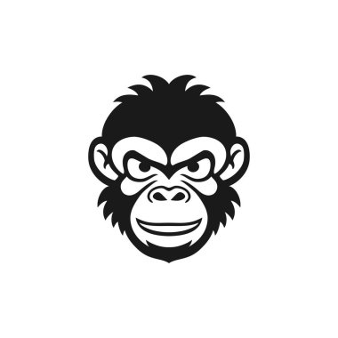 Maymun suratlı goril kafası logosu Yazdırılabilir Tişört Clipart vektörü, hayvan şempanze sembolü, goril simgesi. beyaz arkaplanda izole.