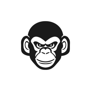 Maymun suratlı goril kafası logosu Yazdırılabilir Tişört Clipart vektörü, hayvan şempanze sembolü, goril simgesi. beyaz arkaplanda izole.
