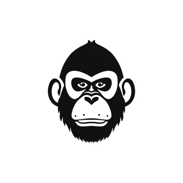 원숭이 실루엣 티셔츠 부분의 고양이 Ape Face Logo 침팬지 아이콘 — 스톡 벡터