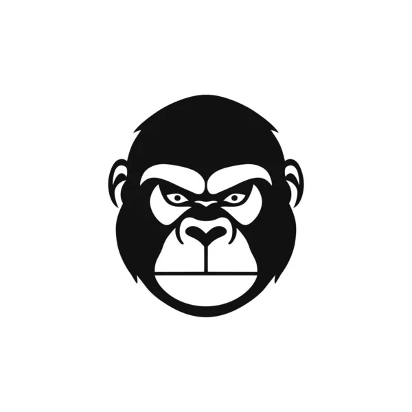 猿の顔の猿の頭のシルエットロゴ印刷可能なTシャツクリップベクトル 霊長類動物のシンボル ゴリラのアイコン 白い背景に隔離され — ストックベクタ