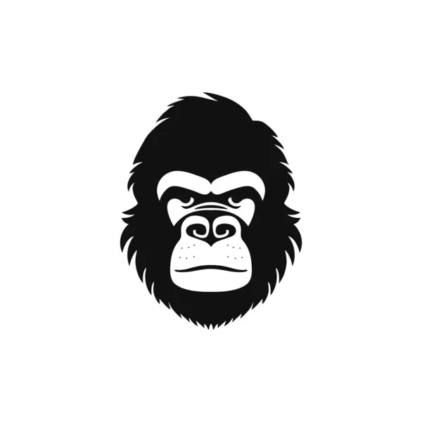 猿の顔の猿の頭のシルエットロゴ印刷可能なTシャツクリップベクトル 霊長類動物のシンボル ゴリラのアイコン 白い背景に隔離され — ストックベクタ