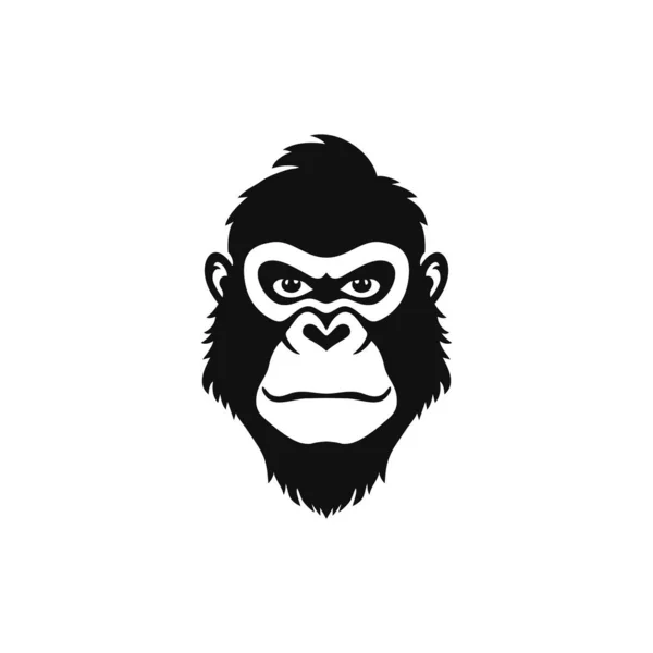 Ape Head Silhouette Logo Monkey Face Printable Tshirt Clipart Vector — Stock Vector
