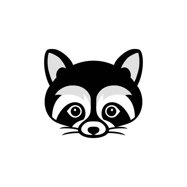 Raccoon Logo Клипарт Милых Иконок Лица Енота Редактируемый Вектор Силуэт — стоковый вектор
