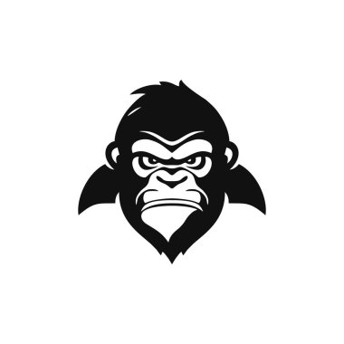Maymun başlı siluet logosu Maymun suratlı Tshirt Klip Sanatı düzenlenebilir vektörü, şempanze hayvan sembolü, goril simgesi çıkartması. beyaz arkaplanda izole.